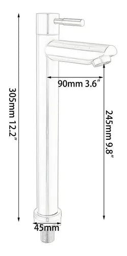 Llave Lavamanos Alta Agua Fría 30cm