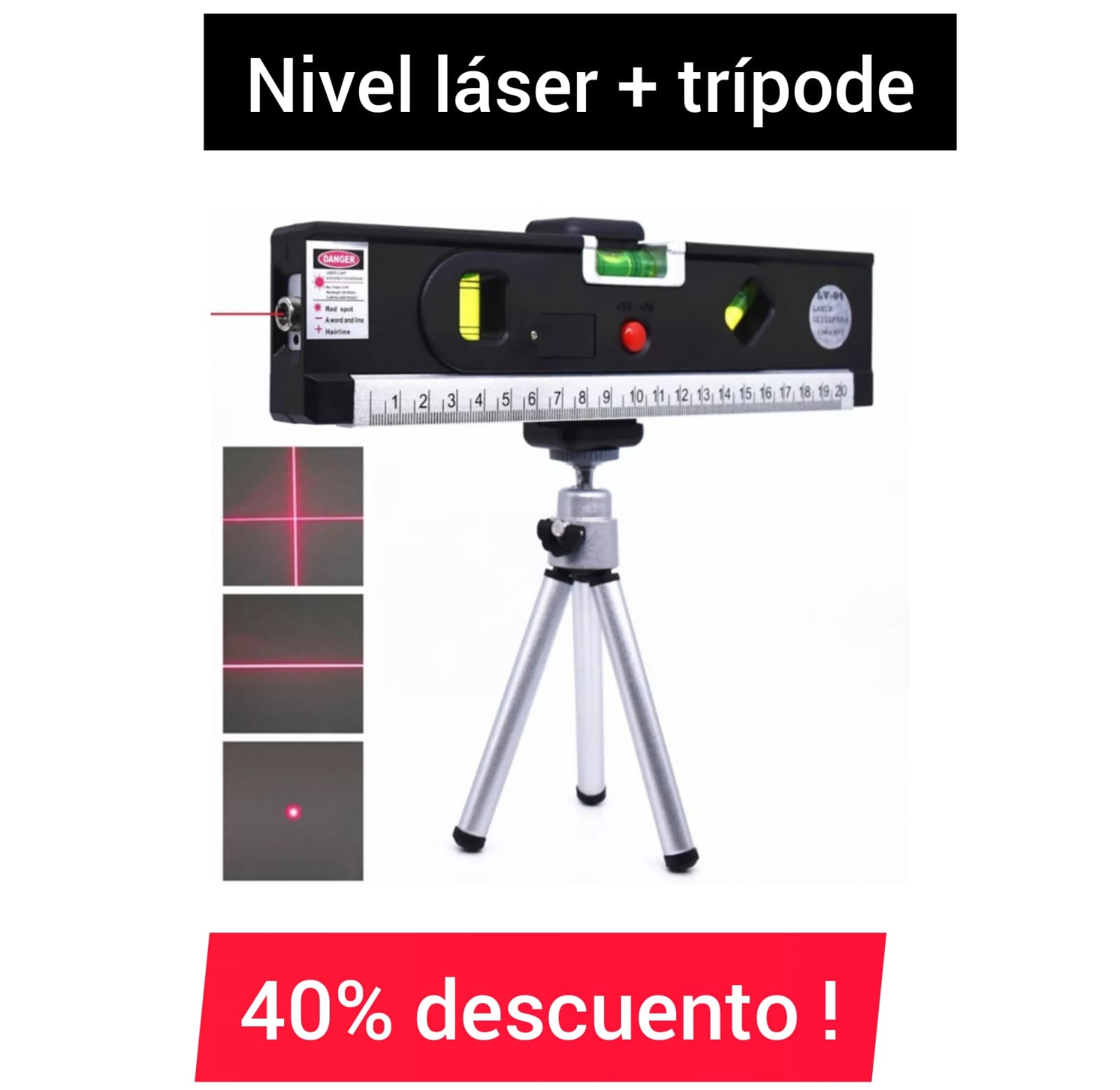 Nivel Laser 4 en 1 + Tripode – puntodelhogar